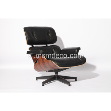 Classic Aniline Leather Eames Lounge Chair in Ottoman